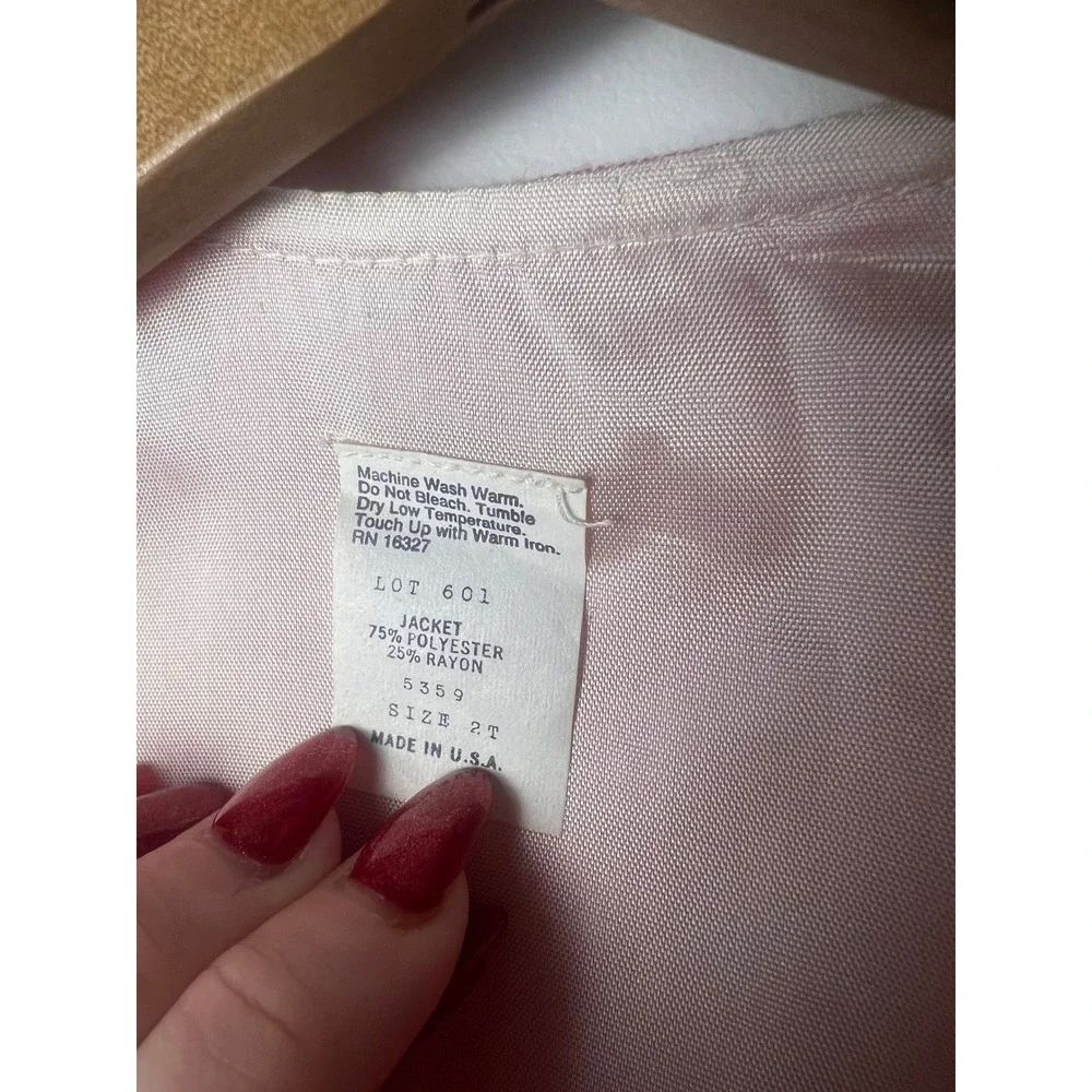 Vintage Pinstripe Blazer Jacket Kids 2T Pink White Striped Button Up Made in USA